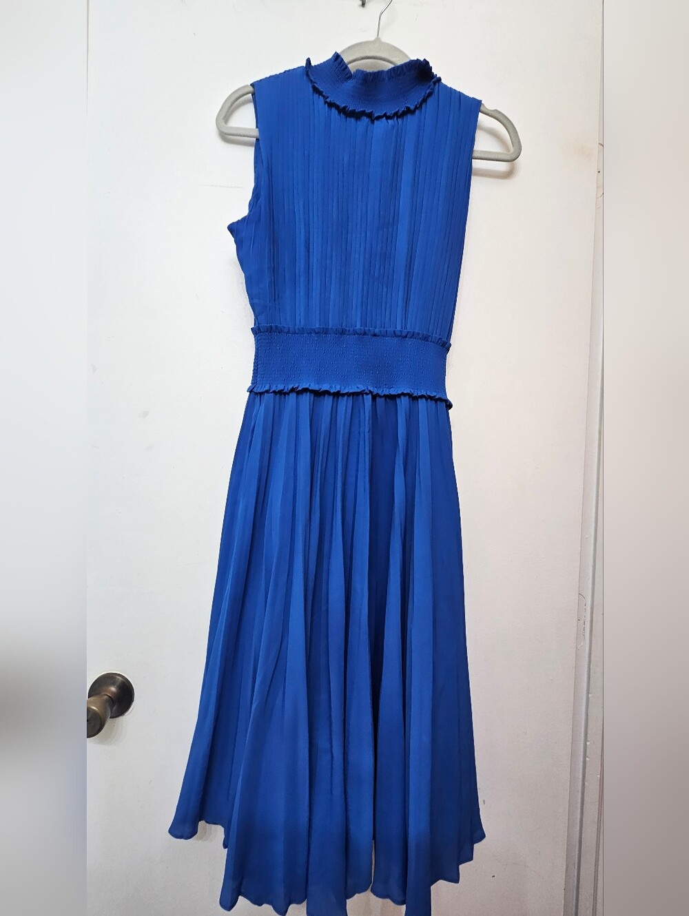 Nanette Lepore Cobalt Blue Pleated Midi Dress